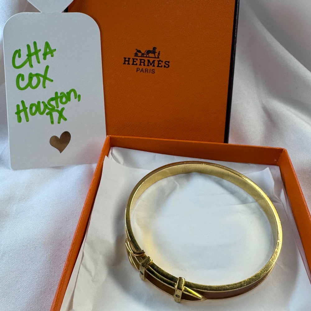 💕🤎Authentic Hermes Vintage Brown/Gold Buckle Bangle💕🤎